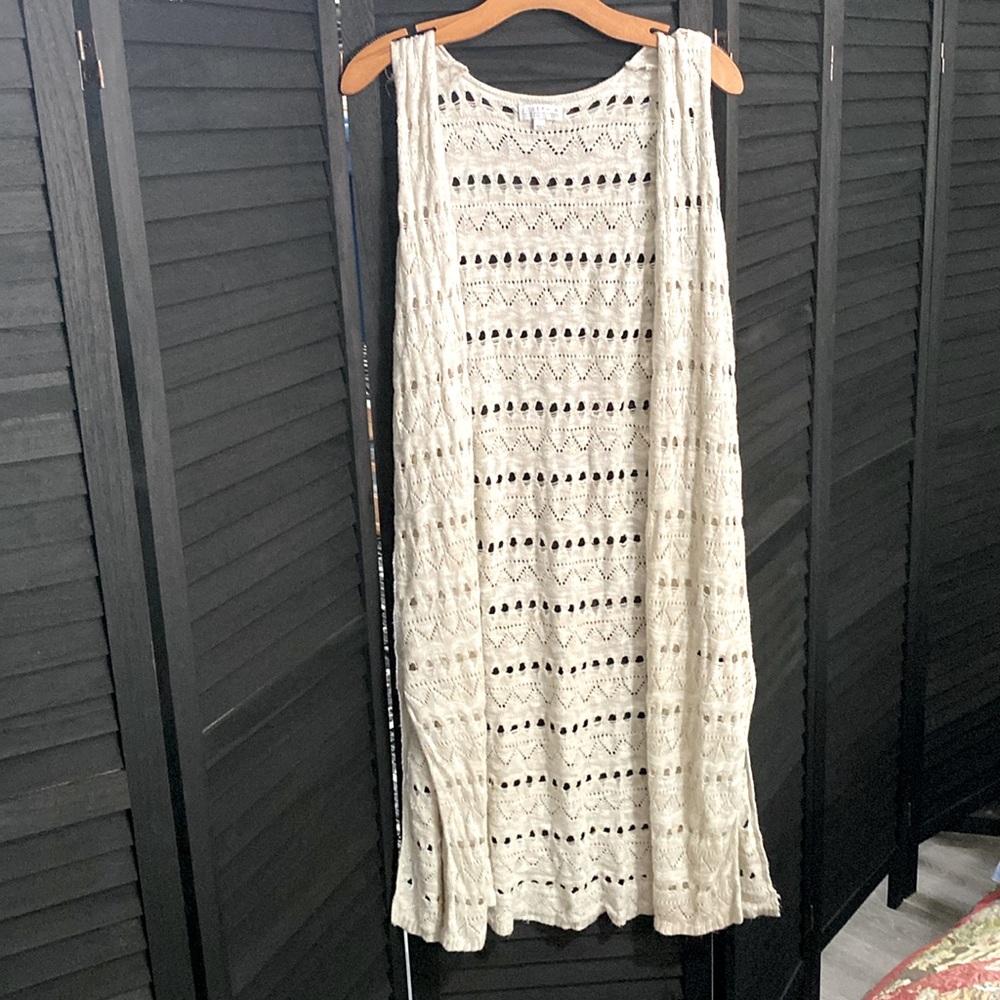 JOSEPH A.• Size L• Woven Long Cream Cardigan